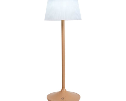 Zonne -batterijlamp "EMMI" 38 cm hoog, paraplu Ø 13 cm, metaal in amandel en wit plastic, voor de buitenruimte, dimable CCT.