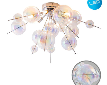 Plafondlamp "explosie" iris gemaakt van metaal en glas, G9 -versies, plafondlamp voor eetkamer, woonkamer, gang of kantoor, Ø57 cm