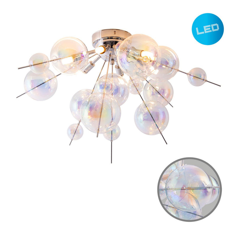 Plafondlamp "explosie" iris gemaakt van metaal en glas, G9 -versies, plafondlamp voor eetkamer, woonkamer, gang of kantoor, Ø57 cm