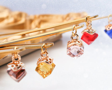 Gouden lepels met multi -gecolarde diamanten - set van 6