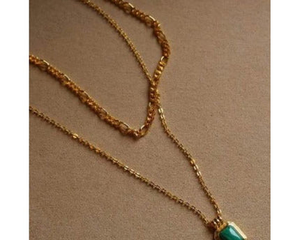 Malachiet hanger ketting met dubbele ketting