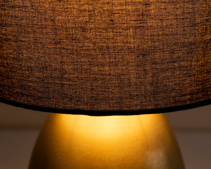 Taflamp "Aurum" 33 cm hoog in goud/zwart, gemaakt van metaal en textiel, met E14 -versie, verlichting voor eetkamer, woonkamer, gang of kantoor