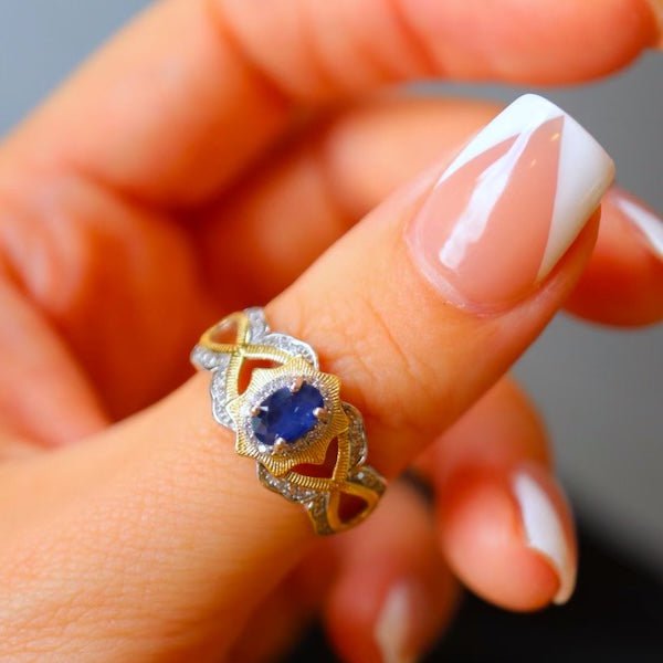 Sapphire Crown Ring - Real Sapphire - verstelbaar