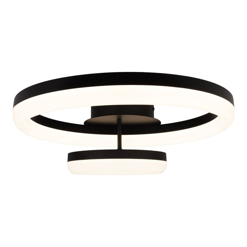 LED CCT-plafondlicht "Circulo" gemaakt van zwart metaal en zandkleurig plastic 53 cm lang