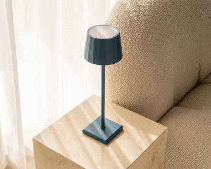 Wouter delftware blauw oplaadbare tafellamp-draadloos opladen, dimable, 120 uur batterijduur