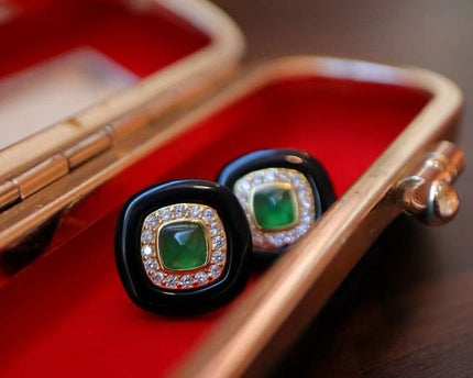 Zwarte onyx oorbellen - Lapis Lazuli en Green Onyx