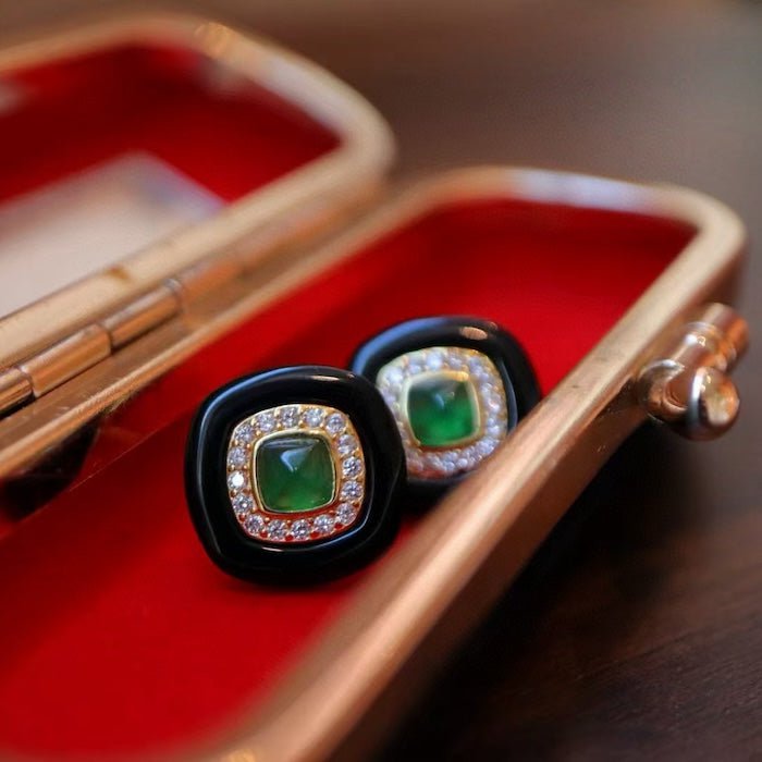 Zwarte onyx oorbellen - Lapis Lazuli en Green Onyx