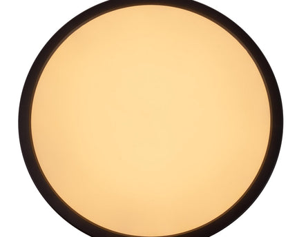 Het LED-plafondlicht "Carlo" met RGB-backlight, Ø van 54 cm, klassiekmoderne plafondlicht gemaakt van zwart/wit plastic met veel functies, b.v.