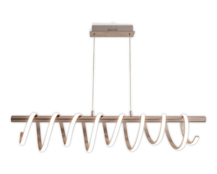 LED -hanglamp "Belleza", moderne metalen slinger lamp en plastic in nikkel mat en wit, met stevig gebouwd -in LED's, 100 cm lang. De ideale verlichting voor woonkamer, eetkamer of keuken.
