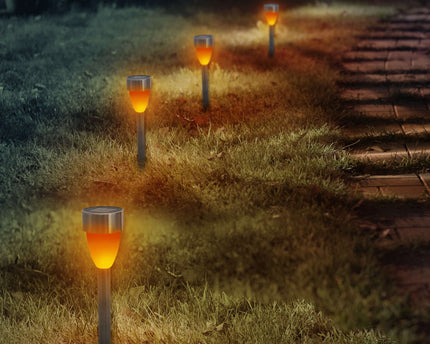 6 Set LED LED Solar Outer Light met aarde spies gemaakt van roestvrijstalen gekleurd metaal en plastic, met geïntegreerde LED