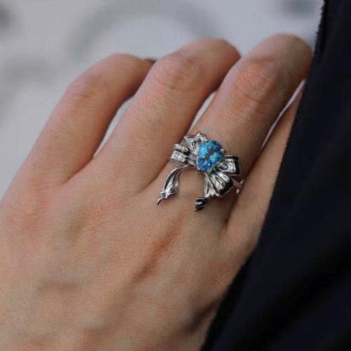 Princess Style Blue Topaz -ringen - verstelbaar