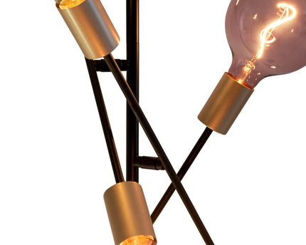 Staande lamp "Modo" gemaakt van zwart in zwart, versies in goud, E27 -aansluiting, vloerlamp voor woonkamer, eetkamer, keuken, gang, gang of kantoor, 150 x 49 cm