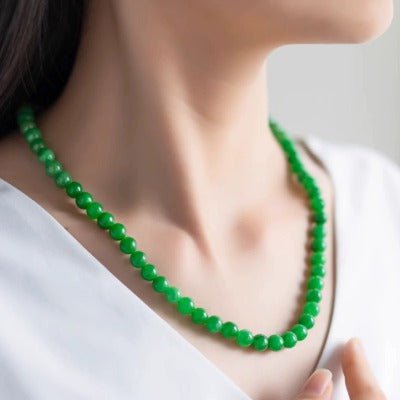 Tijdloze levendige groene jade kralen ketting
