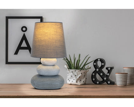 Keramische tafellamp "Stoney", keramische tafellamp in grijs, met E14 -aansluiting, tafellamp voor eetkamer, woonkamer, gang of kantoor, of als bedlamp, 31 cm hoog