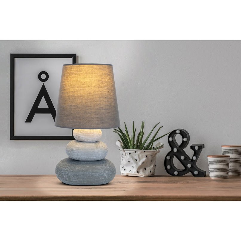 Keramische tafellamp "Stoney", keramische tafellamp in grijs, met E14 -aansluiting, tafellamp voor eetkamer, woonkamer, gang of kantoor, of als bedlamp, 31 cm hoog