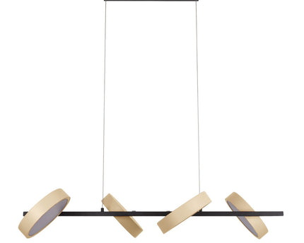 Led hanger lamp "Tessa" amandel, 150 cm hoog, 110 cm lang, gemaakt van metaal in matte amandel (Pantone 481 C) en zwart -wit plastic