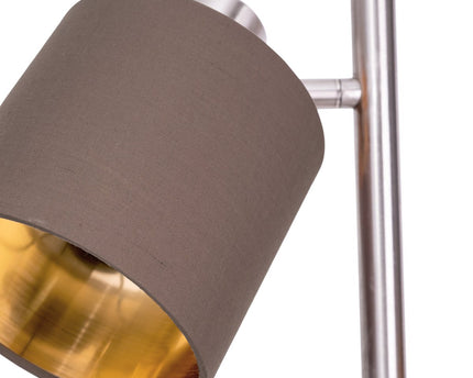 Tafellamp "Maron" gemaakt van metaal-satine-meter met stof paraplu's in bruin, met E14-aansluiting, lamp voor woonkamer, eetkamer, gang en kantoor, tafellamp 51 cm hoog