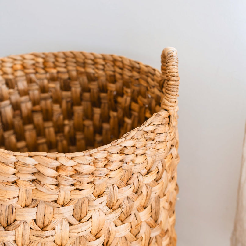 Rond geweven wasmand – Boho plantenmand – wasmand bruin – grote mand van waterhyacint RAJA (3 maten Ø 35/40/50 cm)