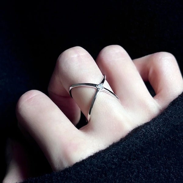 Sterling Silver Star Trace dubbelzijdige ring