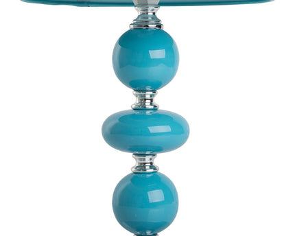 Keramische tafellamp "araga" 36 cm hoog, tafellamp gemaakt van metaal, keramiek, met tekstbladen, turquoise, met E14 -aansluiting, verlichting voor eetkamer, woonkamer, gang of kantoor
