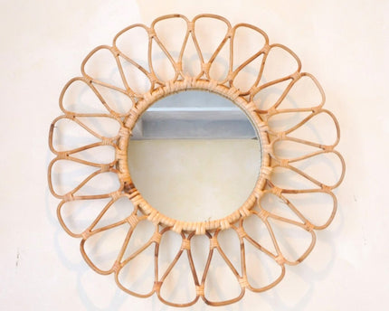 Kleine rotan spiegel 38 cm handgemaakte Boho wandspiegel DAAU wanddecoratie ronde spiegel decoratieve spiegel
