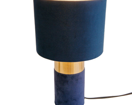 Tafellamp "bordo" 32 cm hoog gemaakt van metaal en velours in goud en blauw, met E14 -versie, lamp voor eetkamer, woonkamer, gang of kantoor