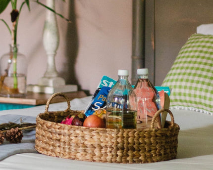 Decoratief dienblad MATAHARI gemaakt van waterhyacint (3 maten)