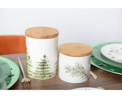 Pot met houten deksel 10x10x10.8