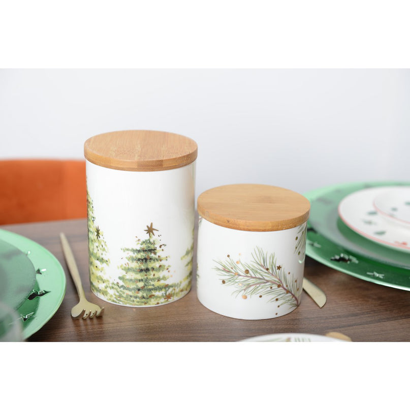 Pot met houten deksel 10x10x10.8