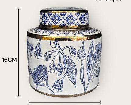 Blauw-witte porseleinen bloemenvaas (voor keuken thuis)