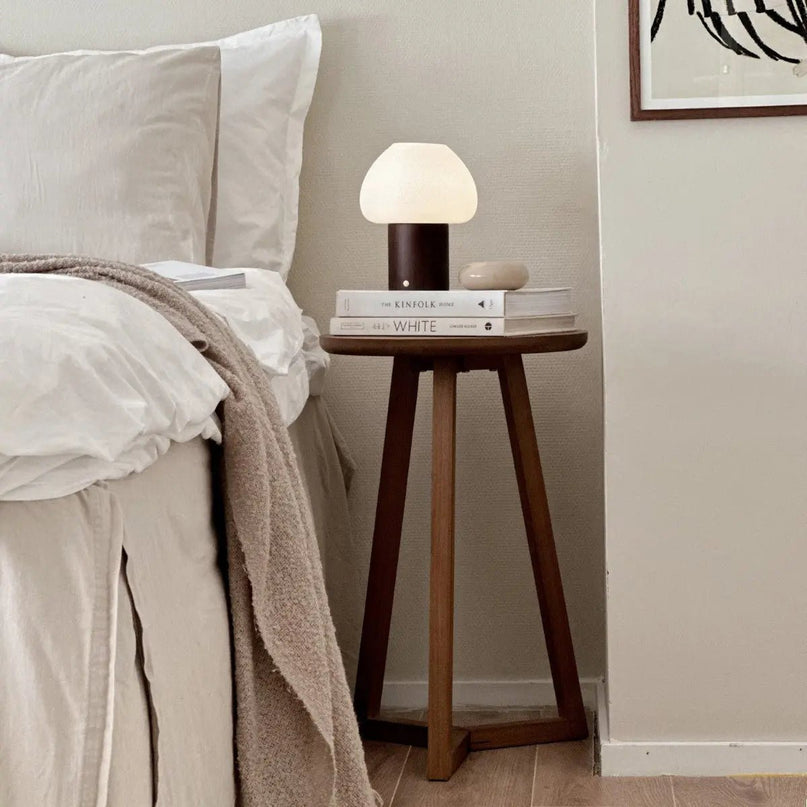 Fynn Donkerbruine Houten Lamp – Oplaadbaar & Dimbaar Licht