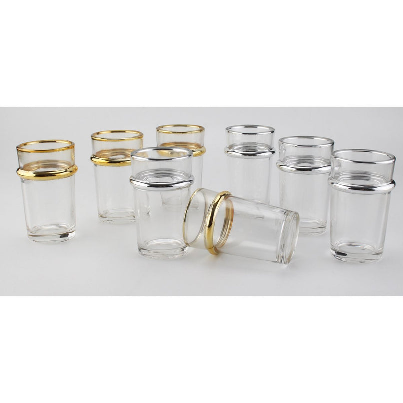 Glazen glazen bekers 175 ml zilveren randen - veel 6