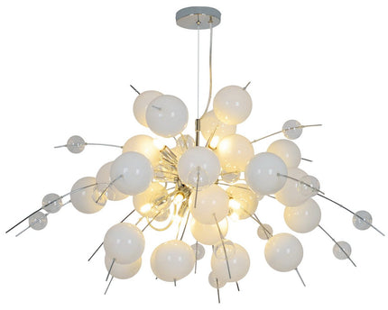 Hanger lamp "explosie" wit, gemaakt van metaal en glas, G9 -versies, hangende lamp voor eetkamer, woonkamer, hal of kantoor, Øca. 98 cm