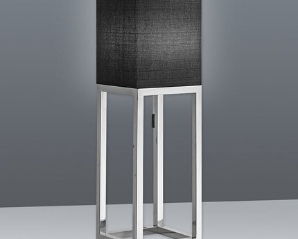 Tafellamp "Alfa", moderne metalen tafellamp en textiel in chroom/donkergrijs met E27 -aansluiting, 65 cm hoog, chique lamp voor gang, woonkamer en kantoor