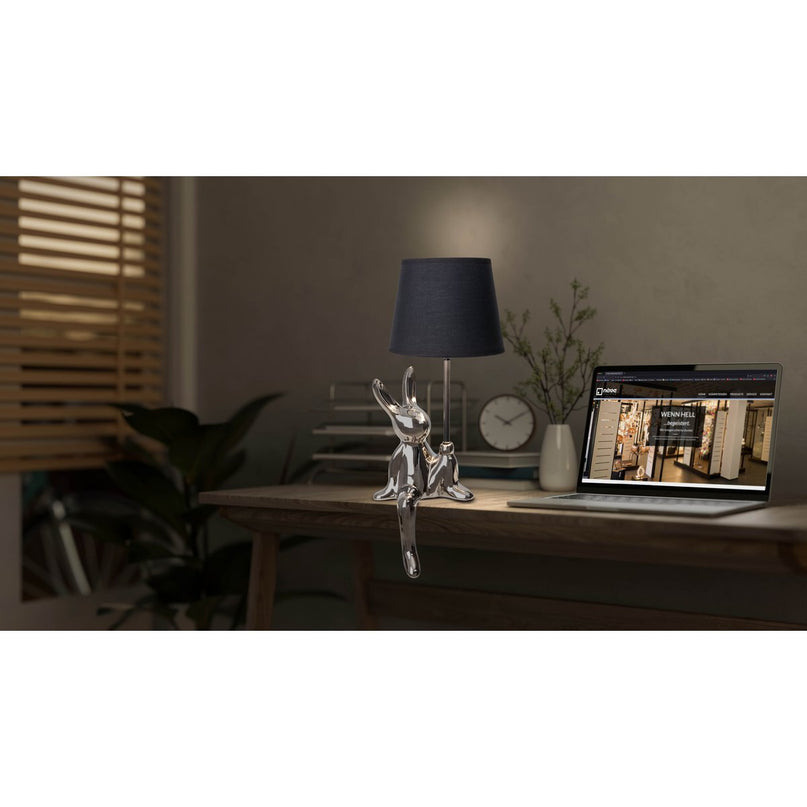 Tafellamp "helge" Ø 18 cm, hoogte ca. 45 cm, gemaakt van keramiek in zwart en zilveren, zwarte tekstbladen