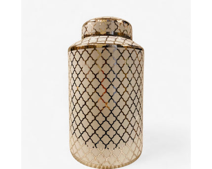 Keramieken pot wit goud (klein formaat: H*30 B*15)