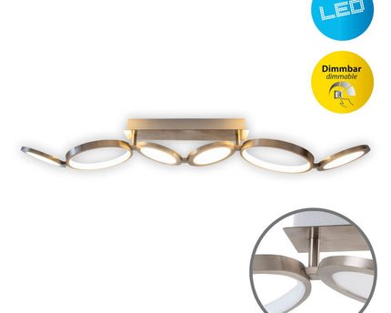 LED-plafondlamp "Stelari" lengte 100 cm gemaakt van metaal in stalen blank en wit plastic, met stevig ingebouwde LED's, plafondlamp voor woonkamers of kantoor