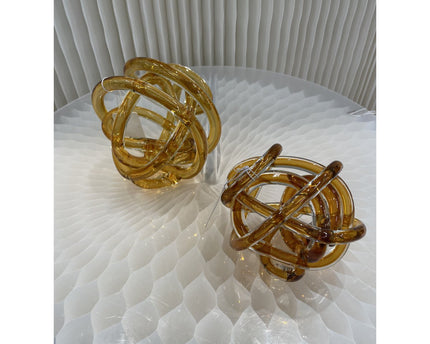 Gele glasknoop (klein) Diameter: 11cm
