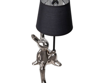 Tafellamp "helge" Ø 18 cm, hoogte ca. 45 cm, gemaakt van keramiek in zwart en zilveren, zwarte tekstbladen