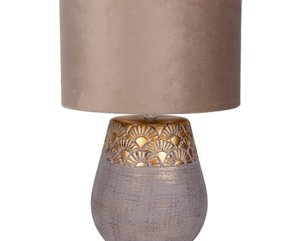 Keramische tafellamp "Bronco", tafellamp, keramiek, beige/grijs/goud, met E14 -aansluiting, voor eetkamer, woonkamer, gang of kantoor, 39 cm hoog