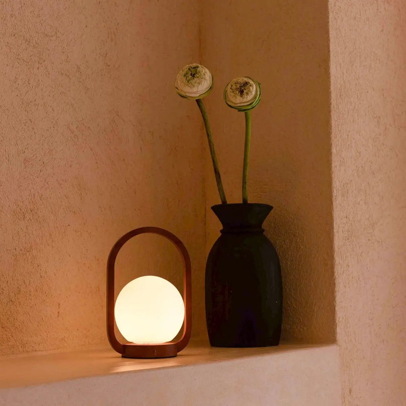 Skye kastanjebruine houten draadloze lamp | Oplaadbaar en dimbaar