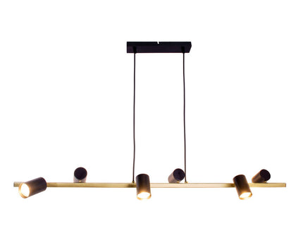 6 -Zaterdag Hanglamp "Frida" in metalen zwart / goud, hangende lamp, GU10, hanglamp voor eetkamer, woonkamer, gang of kantoor, 115 cm lang