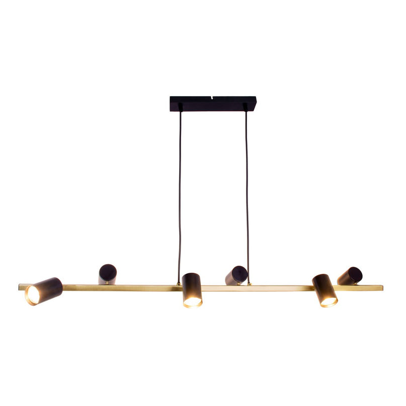 6 -Zaterdag Hanglamp "Frida" in metalen zwart / goud, hangende lamp, GU10, hanglamp voor eetkamer, woonkamer, gang of kantoor, 115 cm lang
