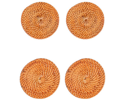 Ronde rotan onderzetters set van 4 of 8 handgemaakte TIBU
