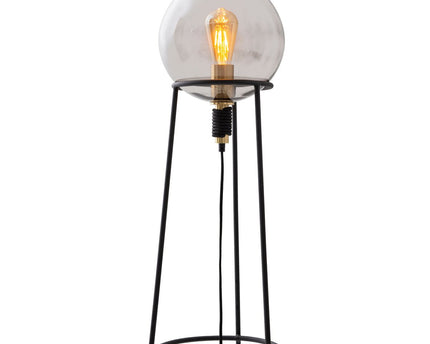 Stapellamp "stelo", moderne vloerlamp gemaakt van zwart metaal en rookglas, E27 -aansluiting, 128,5 cm hoog, voor eetkamer, woonkamer, gang of kantoor,