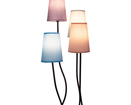 Textiel staande lamp 4-flame "boho" kleurrijke, vloerlamp met kleurrijke paraplu's, met E14-aansluiting, voor eetkamer, woonkamer, gang of kantoor, 140 cm hoog