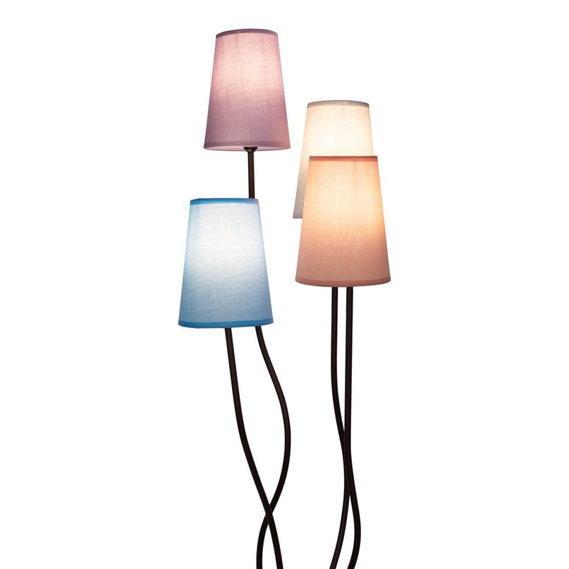 Textiel staande lamp 4-flame "boho" kleurrijke, vloerlamp met kleurrijke paraplu's, met E14-aansluiting, voor eetkamer, woonkamer, gang of kantoor, 140 cm hoog