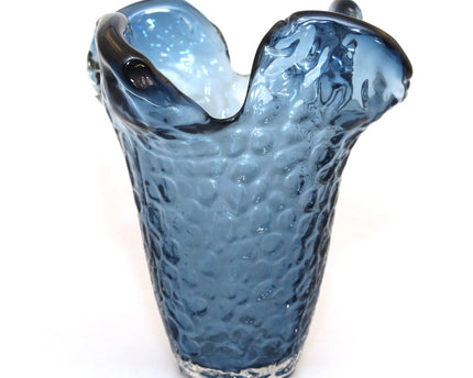 Glazen blauwe vaas 22x22x22cm
