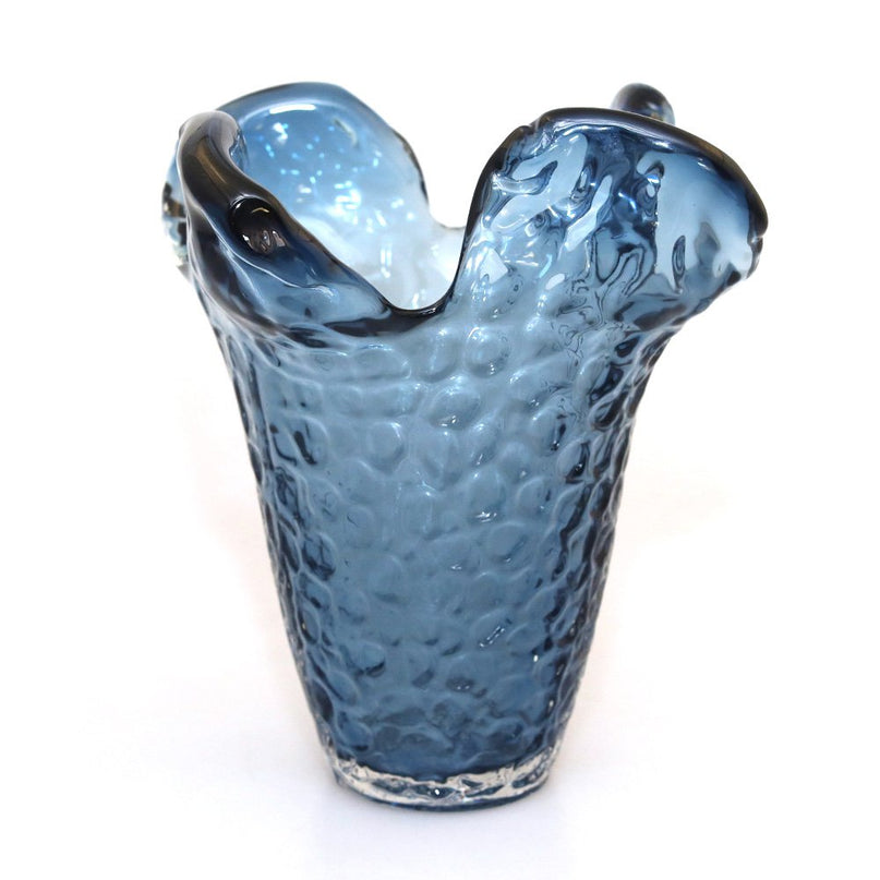 Glazen blauwe vaas 22x22x22cm