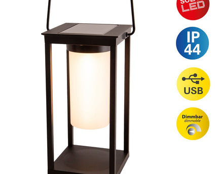 LED -camping/plintlamp H: 28 cm, voor buiten, plintlamp - metaal en plastic in het zwart, met geïntegreerde LED